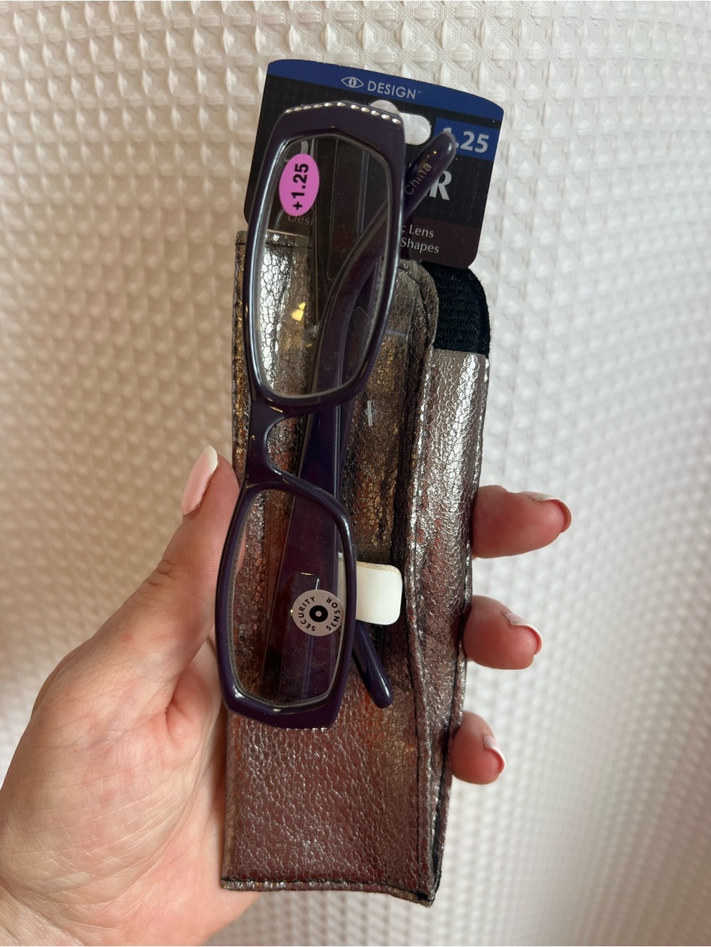 Designers Originals Purple Reading Glasses with Metallic Brown Case